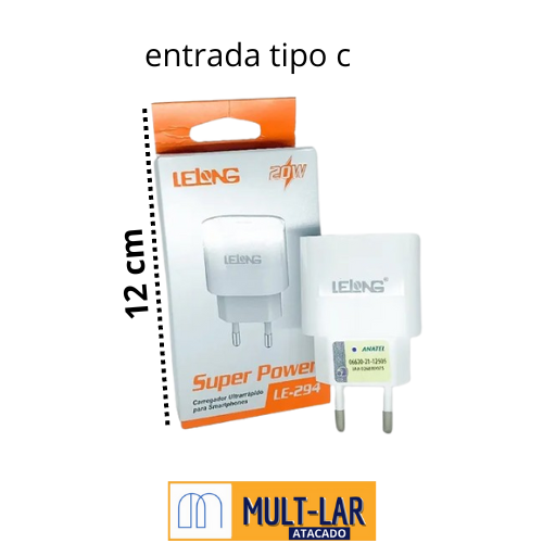 CARREGADOR PD ENTRADA TIPO-C LE-294