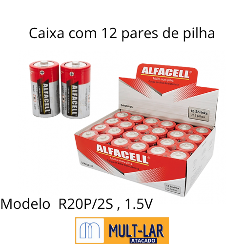 PILHA GRANDE ALFACELL CX C/ 24 UN D/R20P/2S