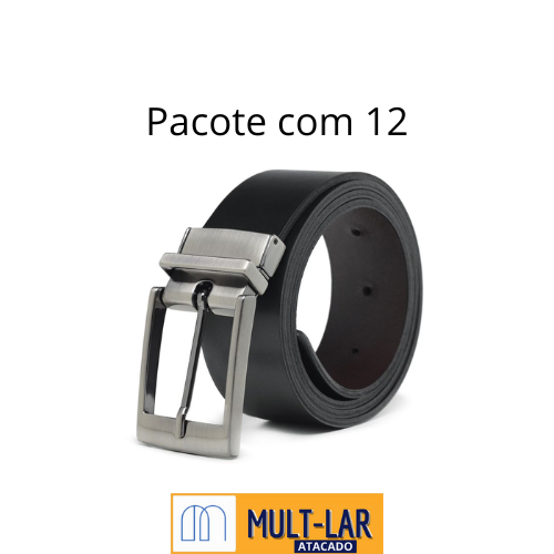 CINTO MASCULINO COURO SINTETICO FIVELA DUPLA FACE DZ
