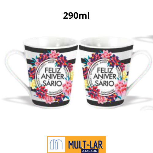CANECA PORCELANA ANIVERSARIO 290 ML D71-290