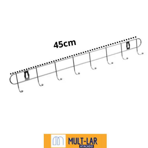 SUPORTE PAREDE INOX 8 GANCHOS WX4834