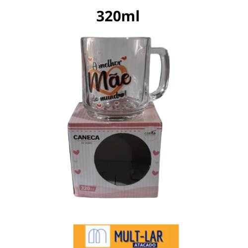 CANECA VIDRO 320ML MAE CA16111