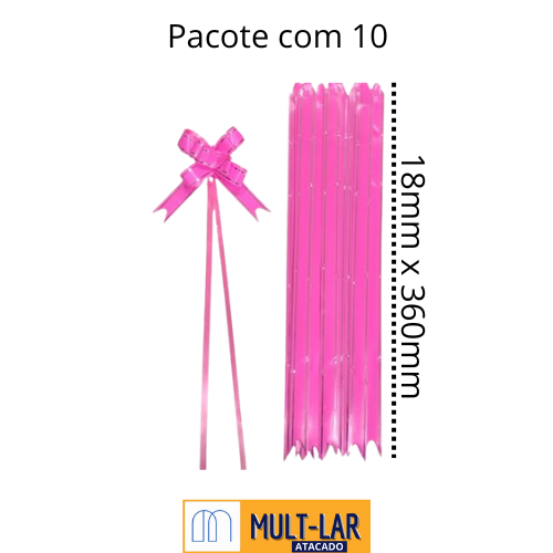 LAÇO FACIL 18MM X 360MM CART C/10 UND ROSA