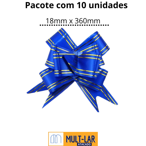 LAÇO FACIL 18MM X 360MM CART C/10 UND AZUL ESCURO