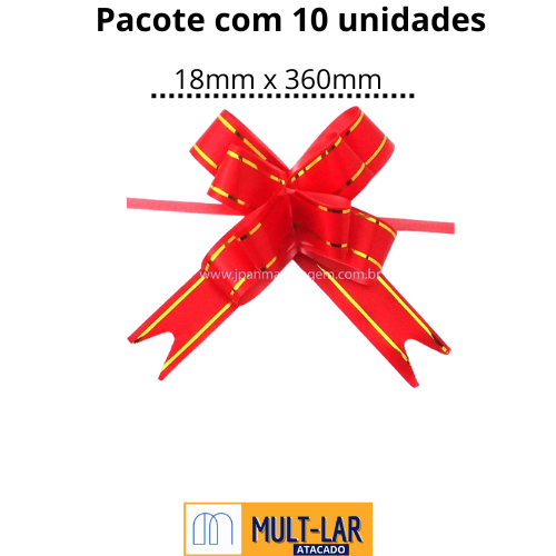 LAÇO FACIL 18MM X 360MM CART C/10 UND VERMELHO