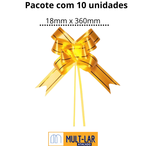 LAÇO FACIL 18MM X 390MM CART C/10 UND DOURADO