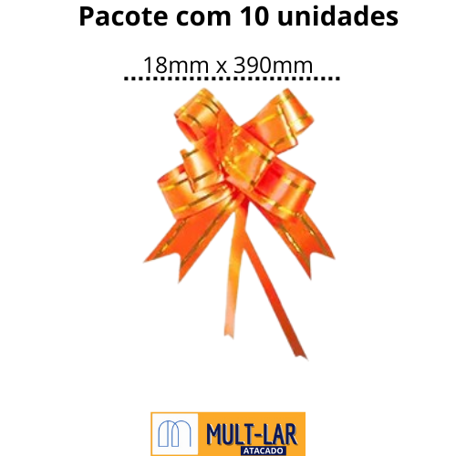 LAÇO FACIL 18MM X 390MM CART C/10 UND LARANJA