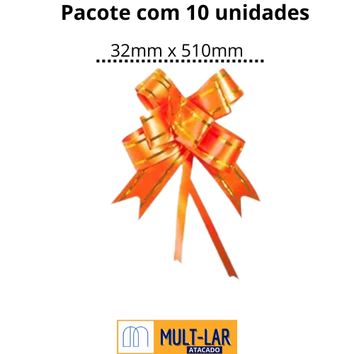 LAÇO FACIL 32MM X 510MM CART C/10 UND LARANJA