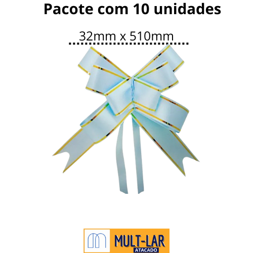 LAÇO FACIL 32MM X 510MM CART C/10 UND AZUL CLARO