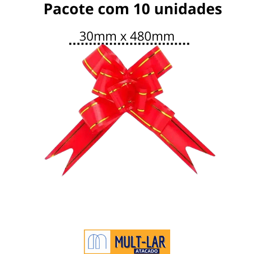 LAÇO FACIL 30MM X 480MM CART C/10 UND VERMELHO