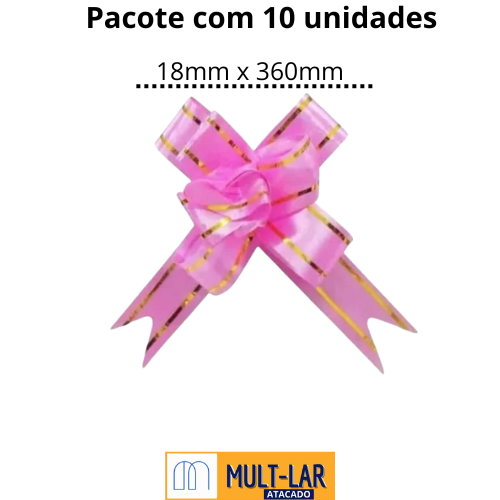 LAÇO FACIL 18MM X 360MM CART C/ 10 UND PINK