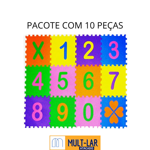 TAPETE EDUCATIVO EVA COM 10 PLACAS 30X30CM SJ-003N