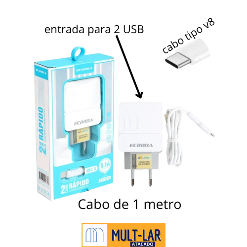 CARREGADOR V8 5.1A ZY176-V