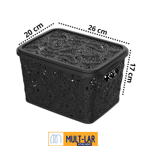 CESTO ORG. 5,5L R. FLORAL PRETO 0604