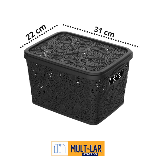 CESTO ORG. 10L R FLORAL PP PRETO 0608