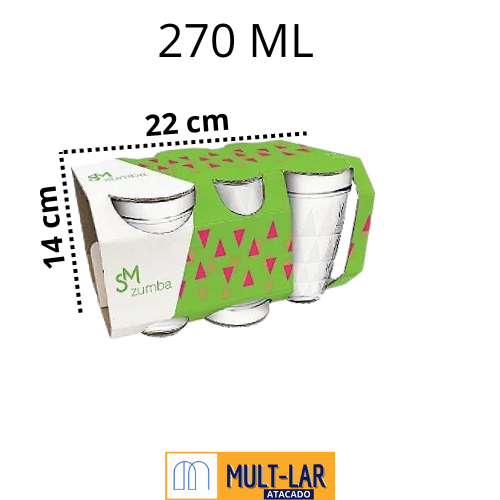 JOGO COPO ZUMBA 6PÇS 270ML