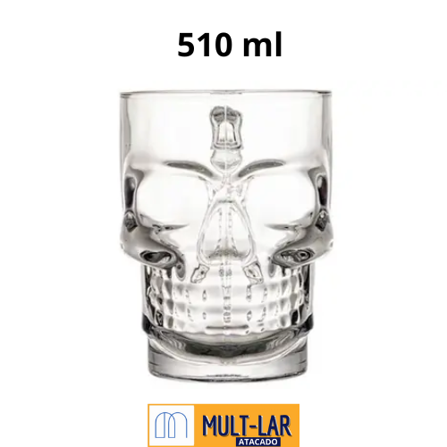 CANECA CHOPP DE VIDRO CAVEIRA 510ML 1160