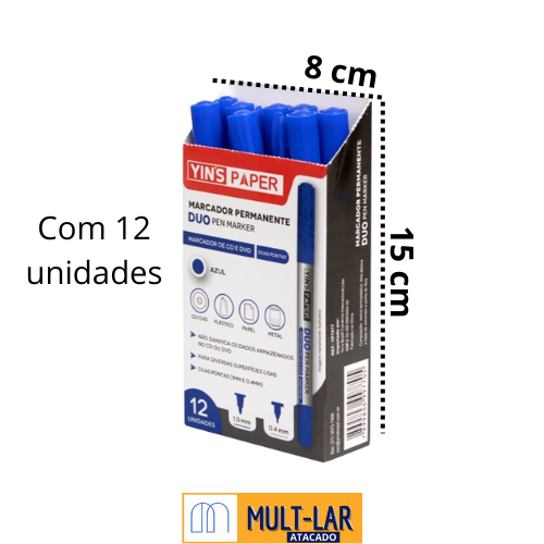 MARCADOR PERMANENTE DUO AZUL C/12 YP7677