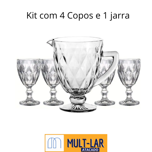 JG JARRA E TAÇAS DIAMANTE C/5 PÇS 16856