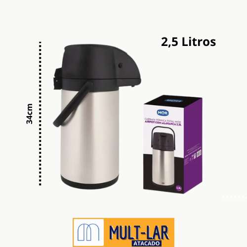 GARRAFA TERMICA INOX ALAVANCA 2,5L MOR