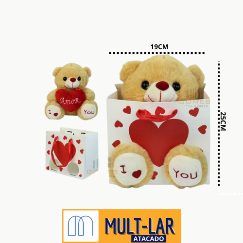 PELUCIA URSO 20CM NA SACOLA FG9074