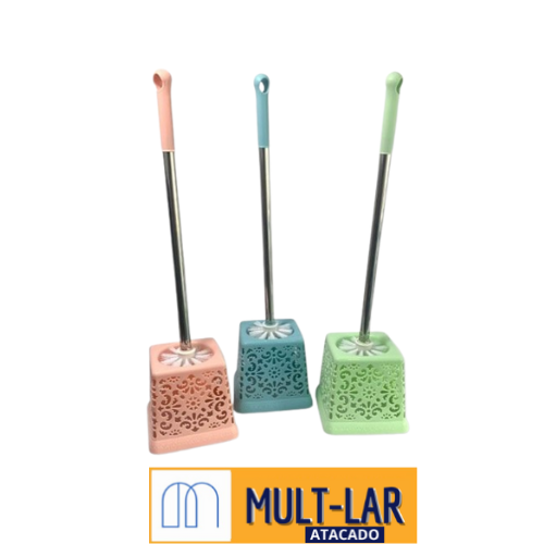 ESCOVA SANITARIA C/ SUPORTE DE PLASTICO CABO DE INOX 50CM VL0243