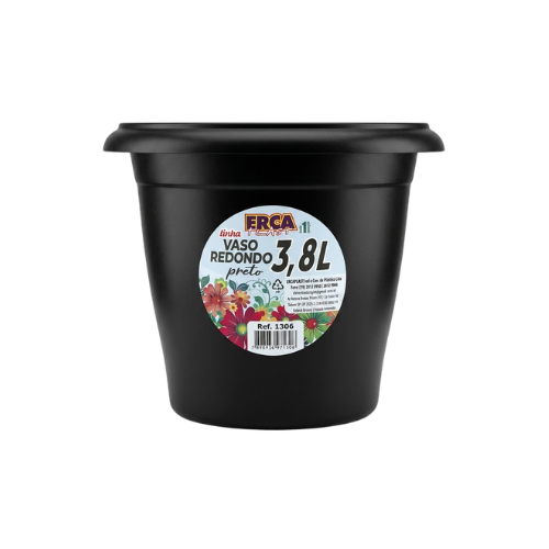 VASO REDONDO PRETO 3,8 LTS 1306