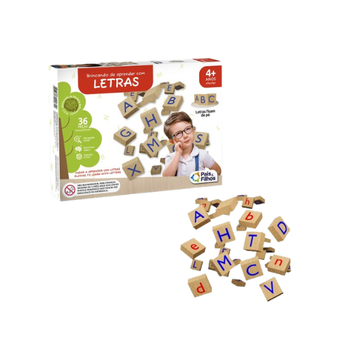 BRINCANDO DE APRENDER COM LETRAS 36PÇS MDF 10778