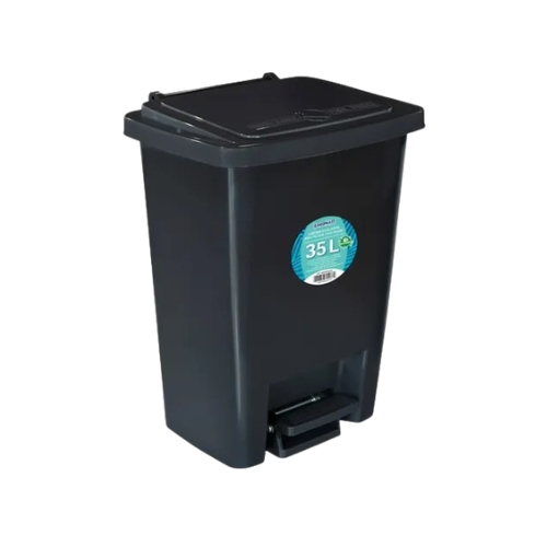 LIXEIRA 35LTS PRETA PEDAL E TAMPA 25867