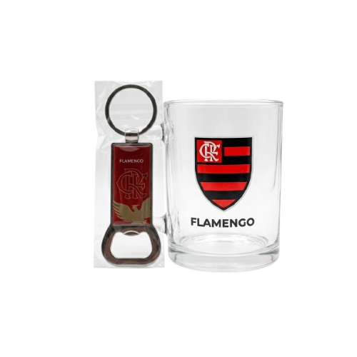 KIT CANECA VIDRO TIME FLAMENGO TWZB13150B-5