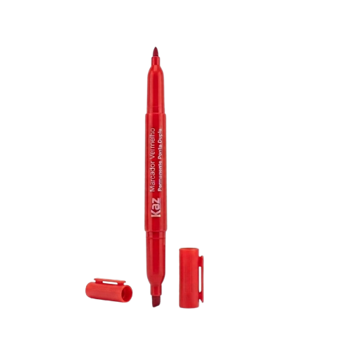 PINCEL MARCADOR PERMANENTE VERMELHO 2 PONTAS KZ946VM CX C/12