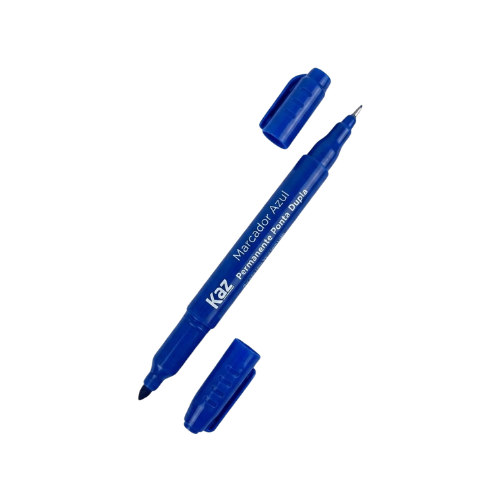 PINCEL MARCADOR PERMANENTE AZUL PONTA DUPLA KZ946AZ CX C/12 UND