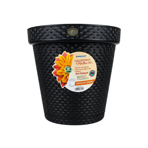VASO RED. RATTAN PRETO 20LT 25822