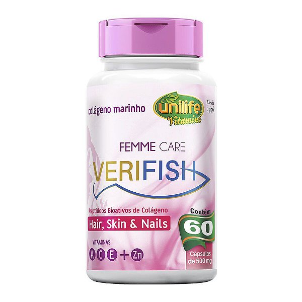 Femme Care com Colágeno Marinho Verifish - 60 cápsulas