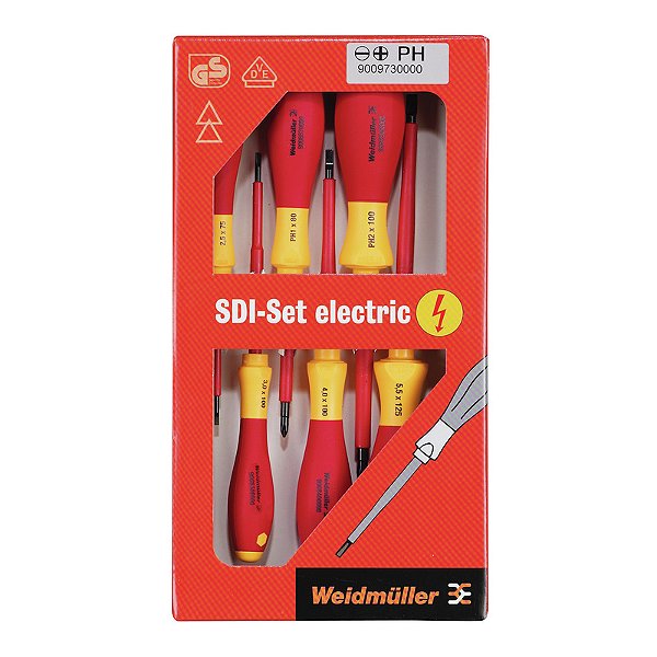 WEIDMÜLLER SDI SET – Kit de Chaves Isoladas 1000 V (4 Fendas + 2 Phillips) – Produto Obsoleto