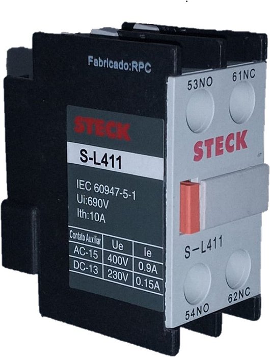 STECK SL411D – Contato Auxiliar Série S4 1NA + 1NF para Contatores