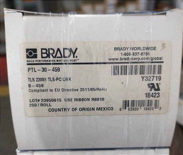 BRADY Etiqueta PTL-30-459  9.05x38.1mm- Rolo com 250 unidades