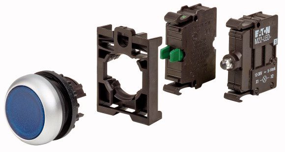 Eaton M22-DL-B/K10/24 – Botão Iluminado Azul 24VDC, 1NA