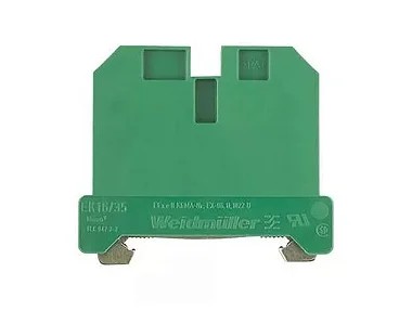 WEIDMÜLLER EK 16/35 – Conector de Terra com Parafuso 16 mm² Verde/Amarelo para Trilho DIN TS35