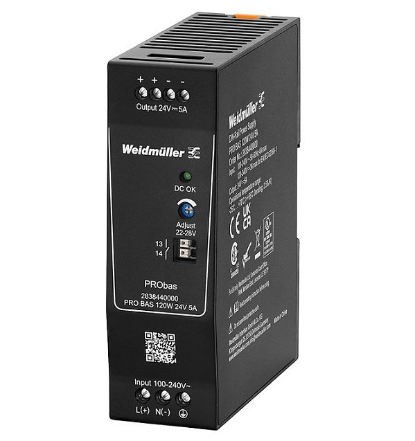 WEIDMULLER Fonte Chaveada PRO BAS 24V DC, 5A, 120W 2838440000