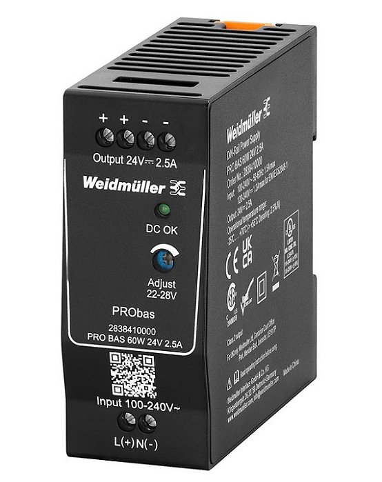 WEIDMULLER Fonte Chaveada PRO BAS 24Vcc 2.5A 60W 2838410000