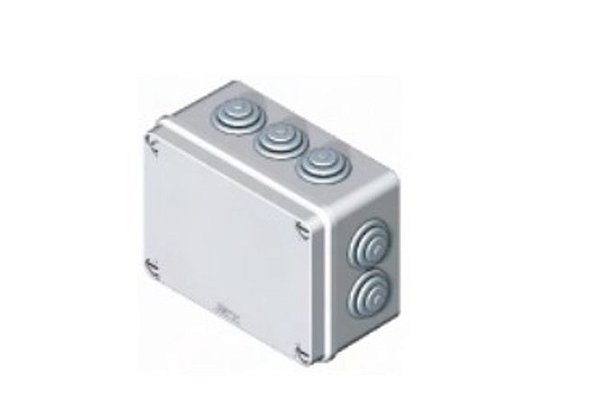 CBOXE-OB ALTA: Caixa de PVC 100x100x50mm com Embutes - Tampa Baixa