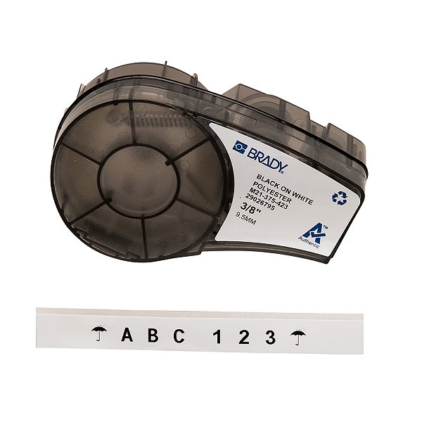 BRADY M21-375-423 – Etiqueta Poliéster 9mm x 6,4m para BMP21 | Preto sobre Branco