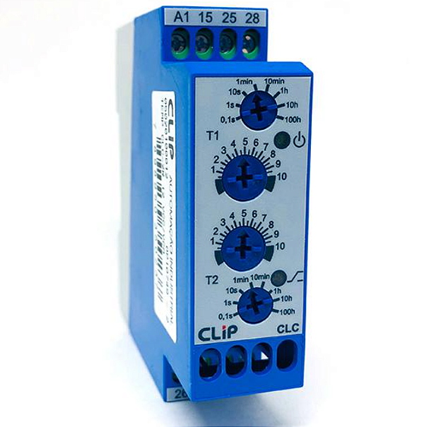 CLIP CLC – Temporizador Digital Cíclico para Trilho DIN (0,1 s a 100 h, 24–242 VCA/VCC)