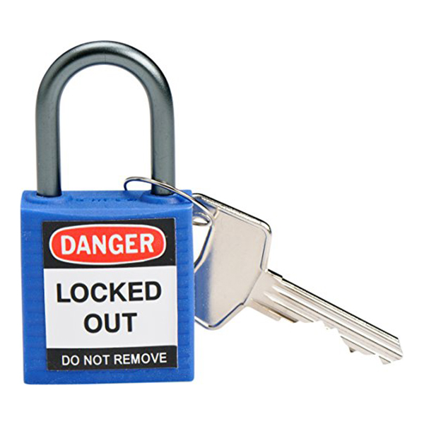 BRADY 77556 – Cadeado Plástico Azul com Haste Inox 47 mm e Retenção de Chave