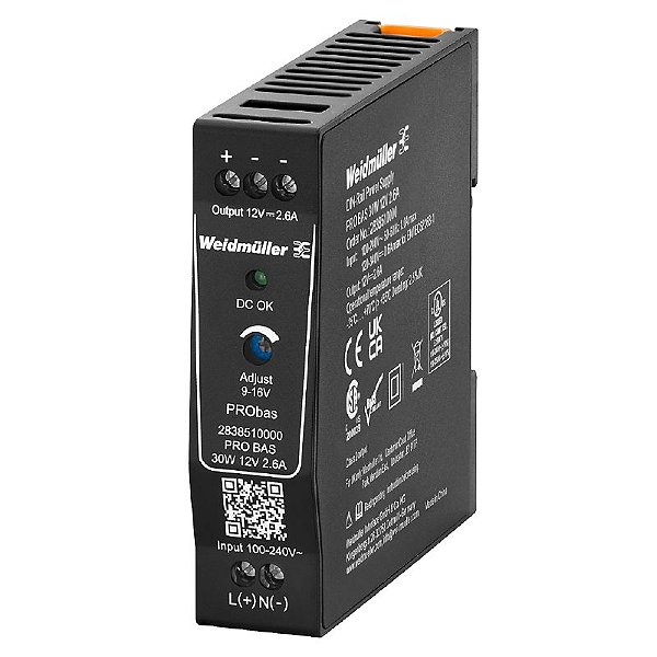WEIDMULLER Fonte Chaveada PRO BAS Monofásica 12V 2.6A 30W 2838510000