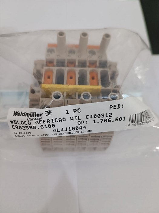 WEIDMÜLLER WTL 6/3 C/N C400312 – Bloco de Aferição para 3 TCs com Neutro