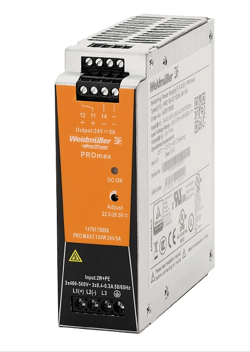 WEIDMULLER PROMAX3 Fonte Chaveada 24VCC 5A 120W 40X125X130 Trifasica 1478170000