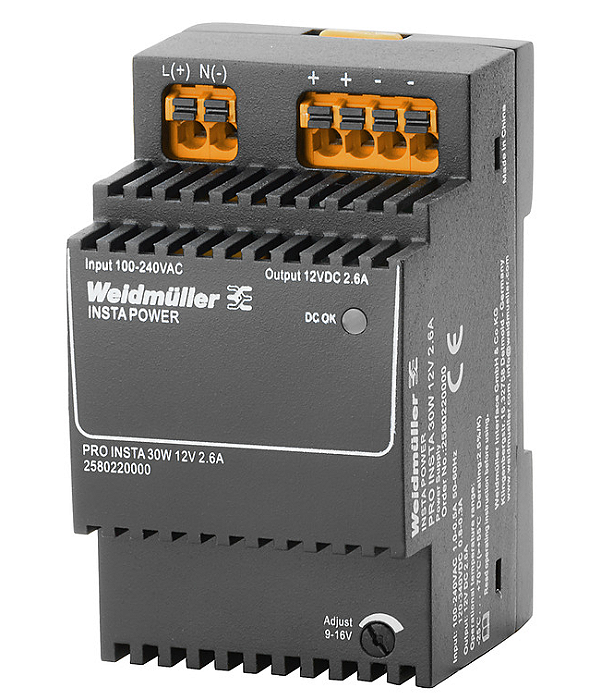 WEIDMULLER PRO INSTA Fonte Chaveada MONO 12VCC 2.6A 30W 54X60X90 2580220000
