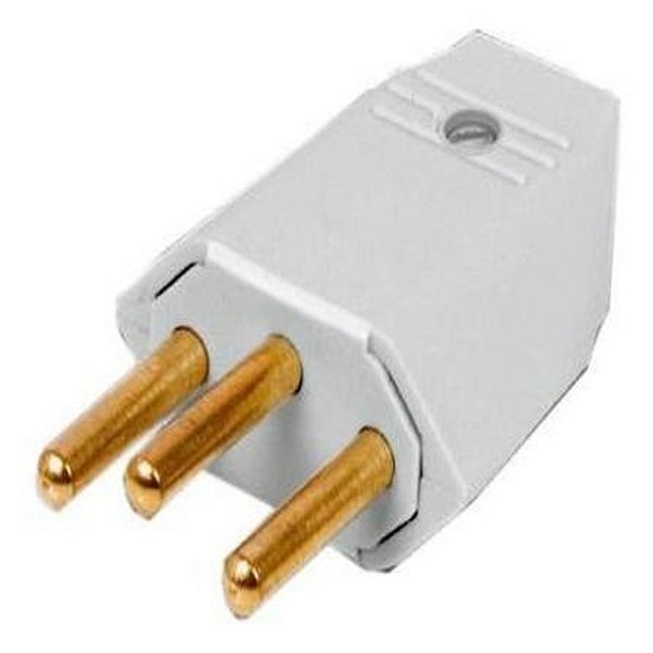 PERLEX 1043CZ – Plugue Macho cinza 2 Polos+ Terra | 10 A / 250 V∼